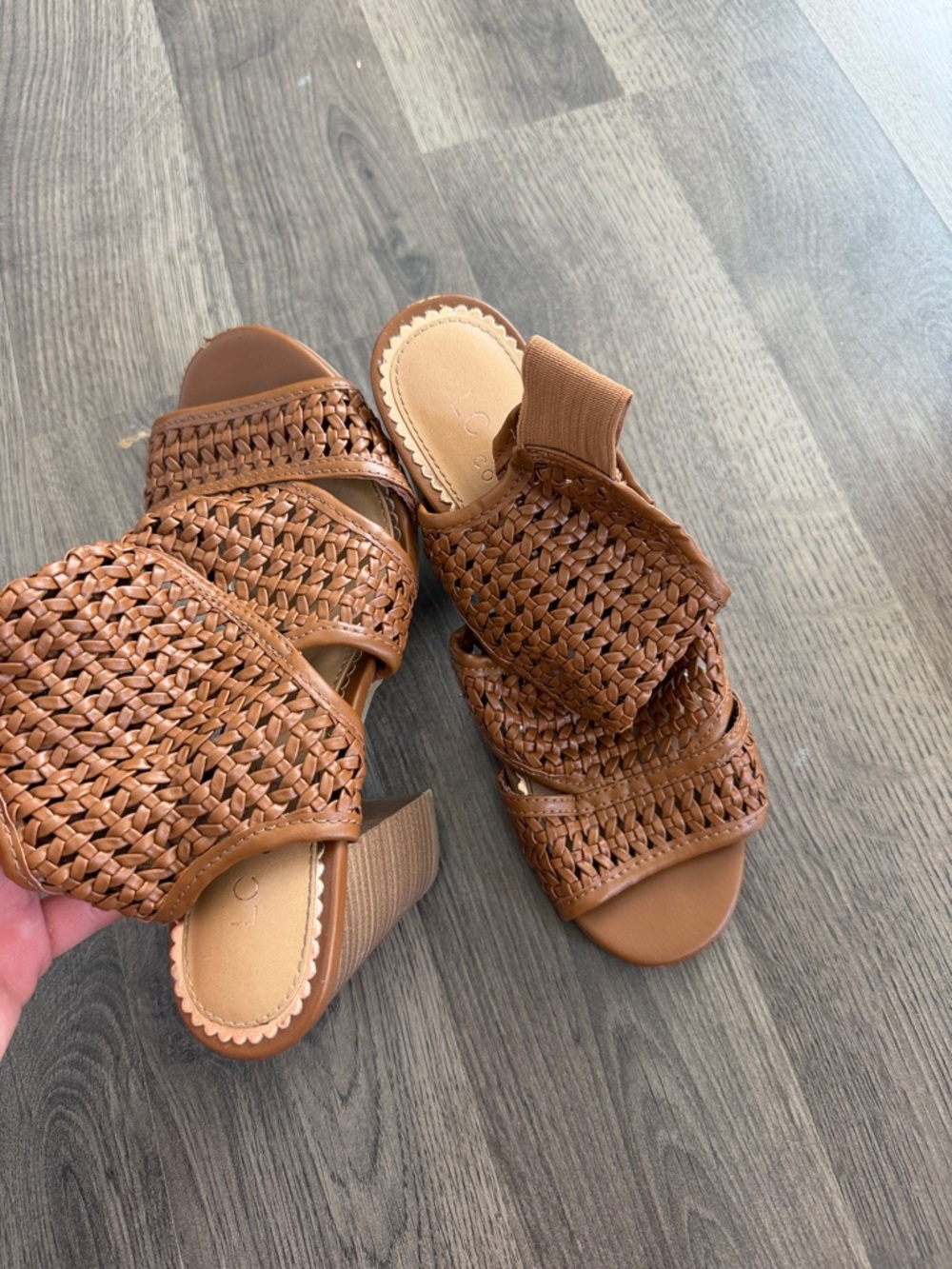 LC Lauren Conrad Woven Brown Heeled Sandals